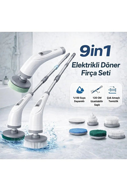 Brizelle Pro 9 Başlıklı Şarjlı Turbo Temizlik Fırçası