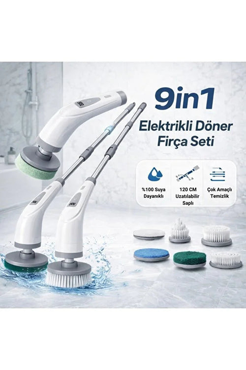 Brizelle Pro 9 Başlıklı Şarjlı Turbo Temizlik Fırçası