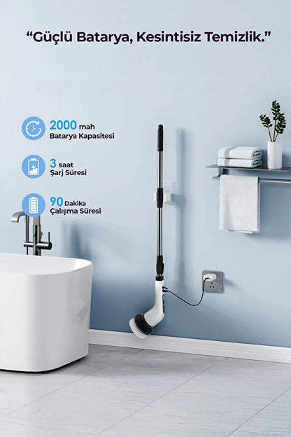 Brizelle Pro 9 Başlıklı Şarjlı Turbo Temizlik Fırçası